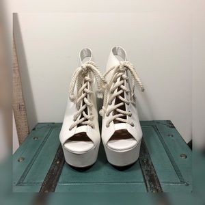 Shoe Cult by Nasty Girl Lace-Up Platform Wedges